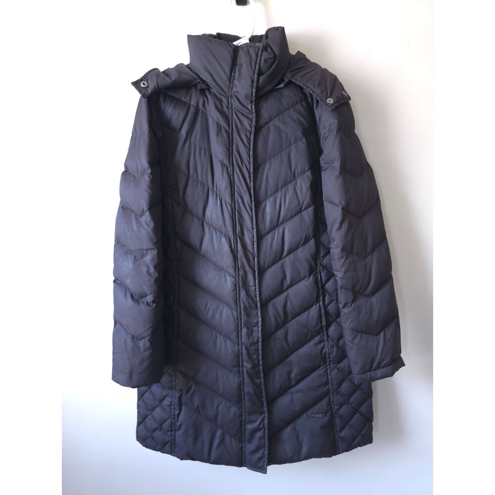 Kennith Cole Reaction Down Winter Coat - Medium black long lightweight hood